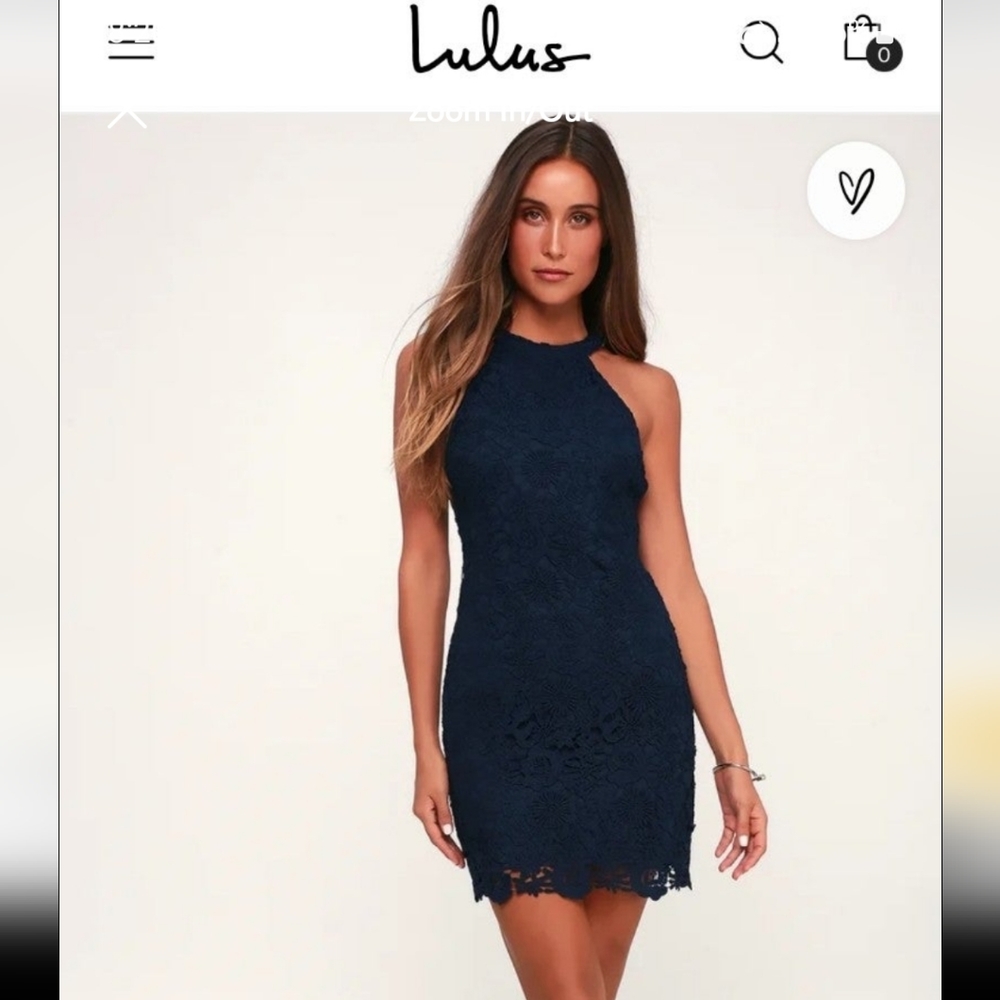 Lulu's Love Poem Navy Blue Lace Mini Dress